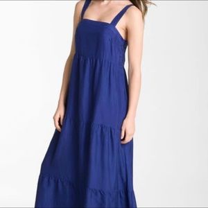 Eileen Fisher Cobalt XL Tiered Silk Sundress
